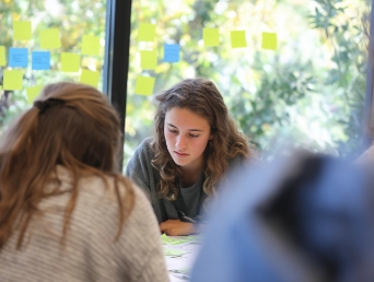 jongeren in klas leren over duurzaamheid